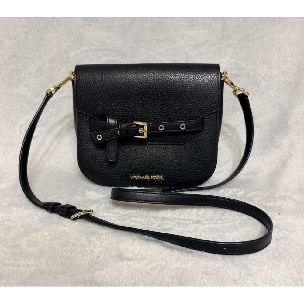 NEW Michael Kors Emilia Small Satchel Crossbody Bag Purse Leather Black